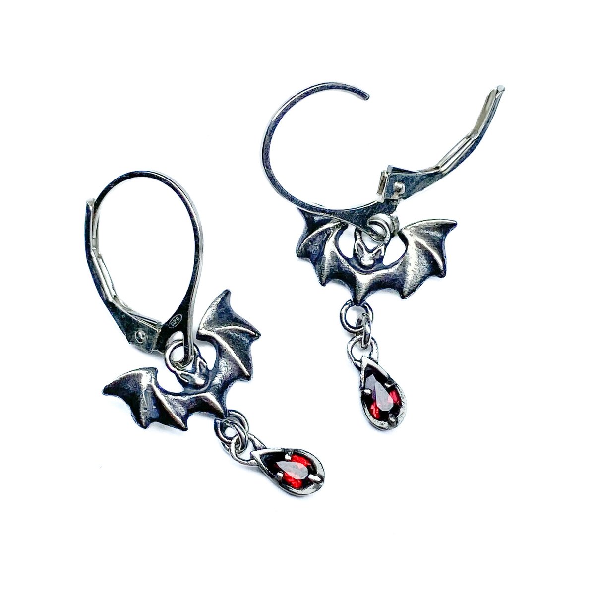 Carmilla earrings w/ garnet in sterling silver or gold | Arcana